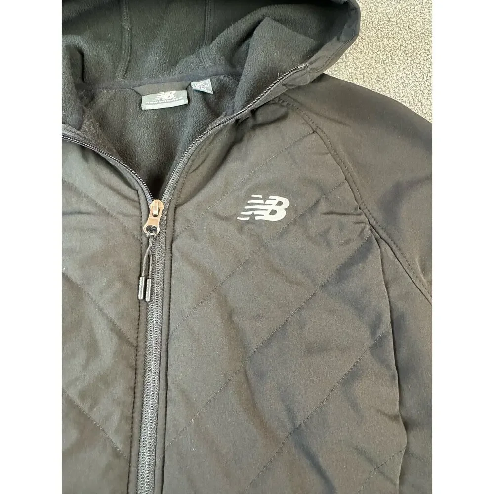 New Balance Jacket Coat Hooded Quilted Lightweight‎ Black Size Small